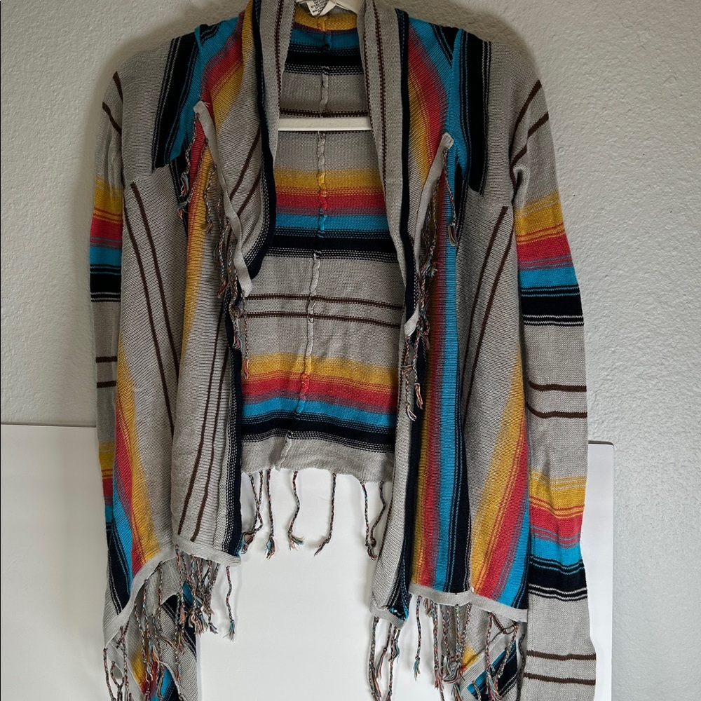 Billabong y2k grunge hippie shawl sweater braided details Small